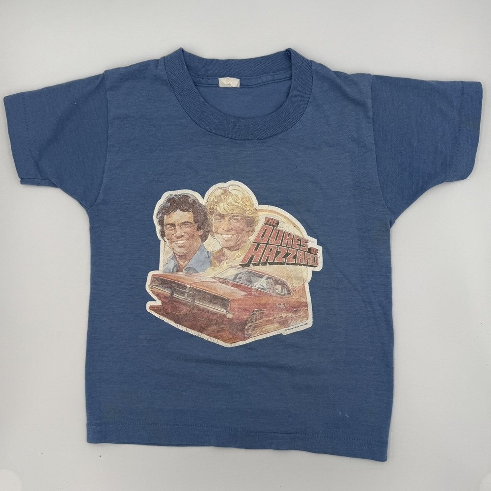 VTG 1981 Dukes of Hazzard Kids Tee Sz 4-5T | Bo, Luke‎ & General Lee | STAINED